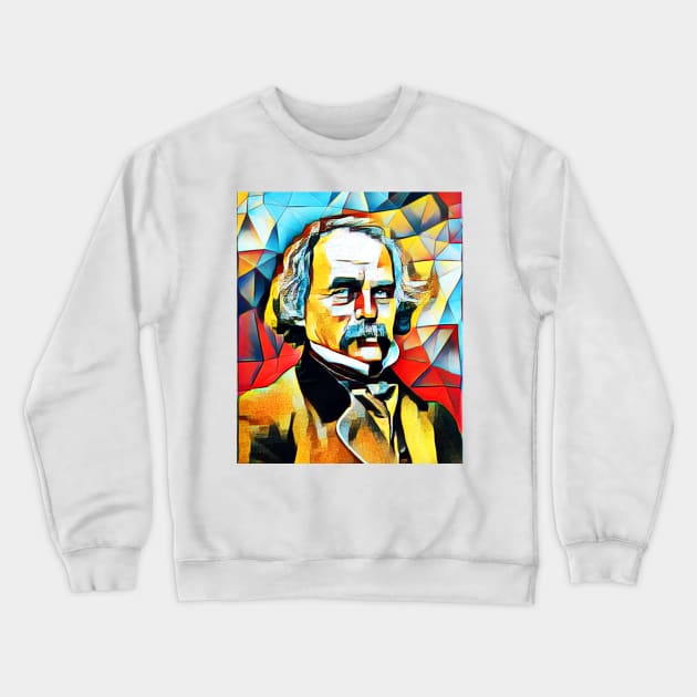 Nathaniel Hawthorne Abstract Portrait | Nathaniel Hawthorne Abstract Artwork 15 Crewneck Sweatshirt by JustLit